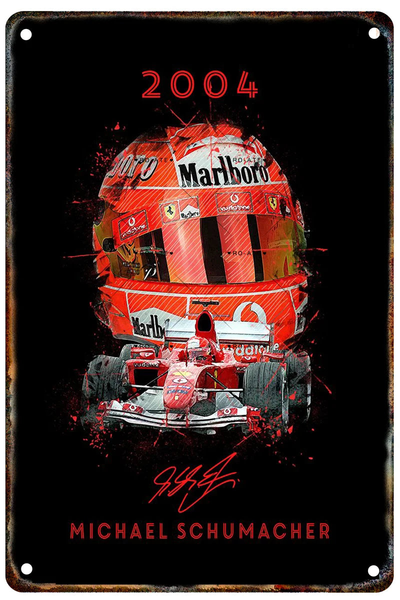 Formula 1 Racing Helmets Metal Poster