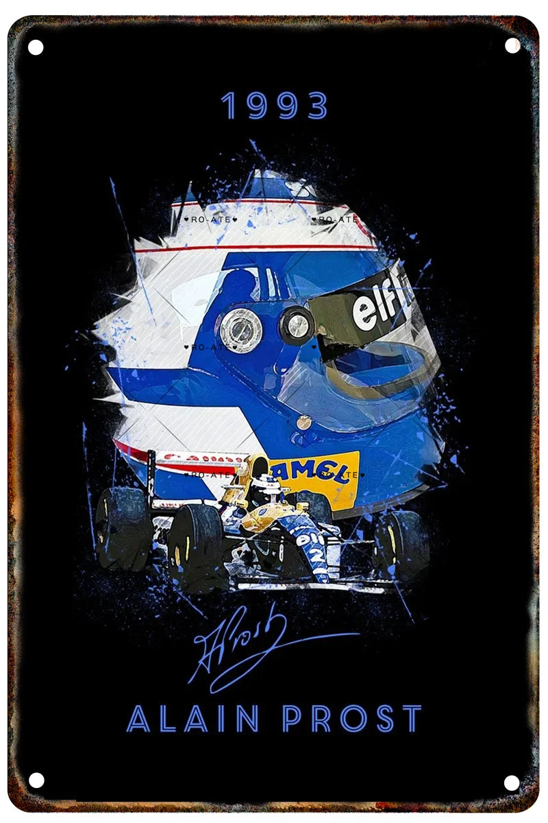 Formula 1 Racing Helmets Metal Poster