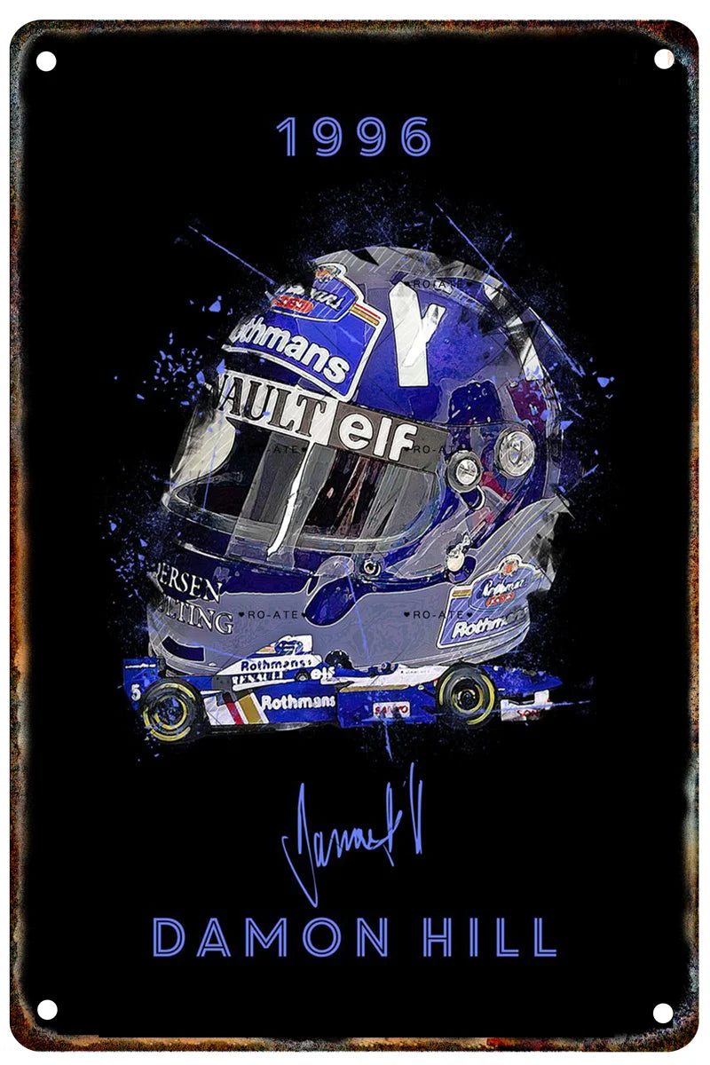 Formula 1 Racing Helmets Metal Poster
