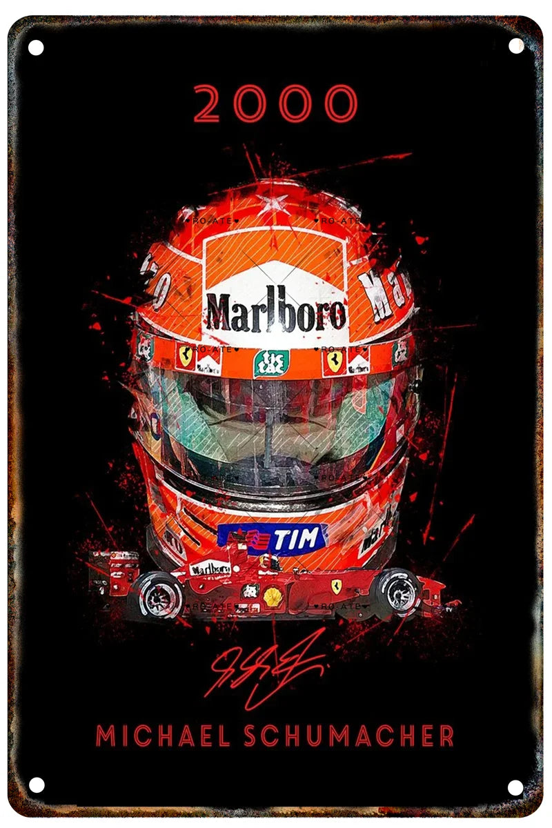 Formula 1 Racing Helmets Metal Poster