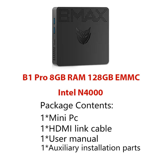 BMAX Mini PC B1PRO Windows 11 Pro 8GB RAM 128GB ROM N4000