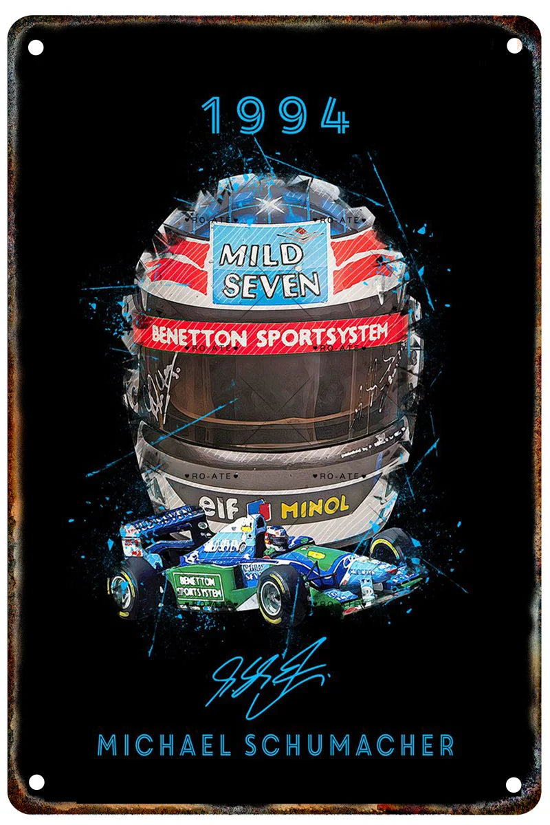Formula 1 Racing Helmets Metal Poster