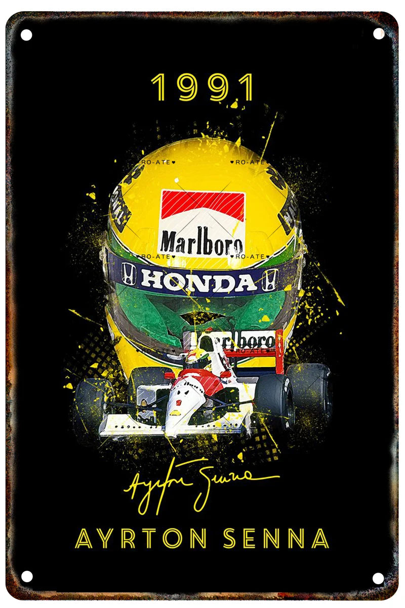 Formula 1 Racing Helmets Metal Poster