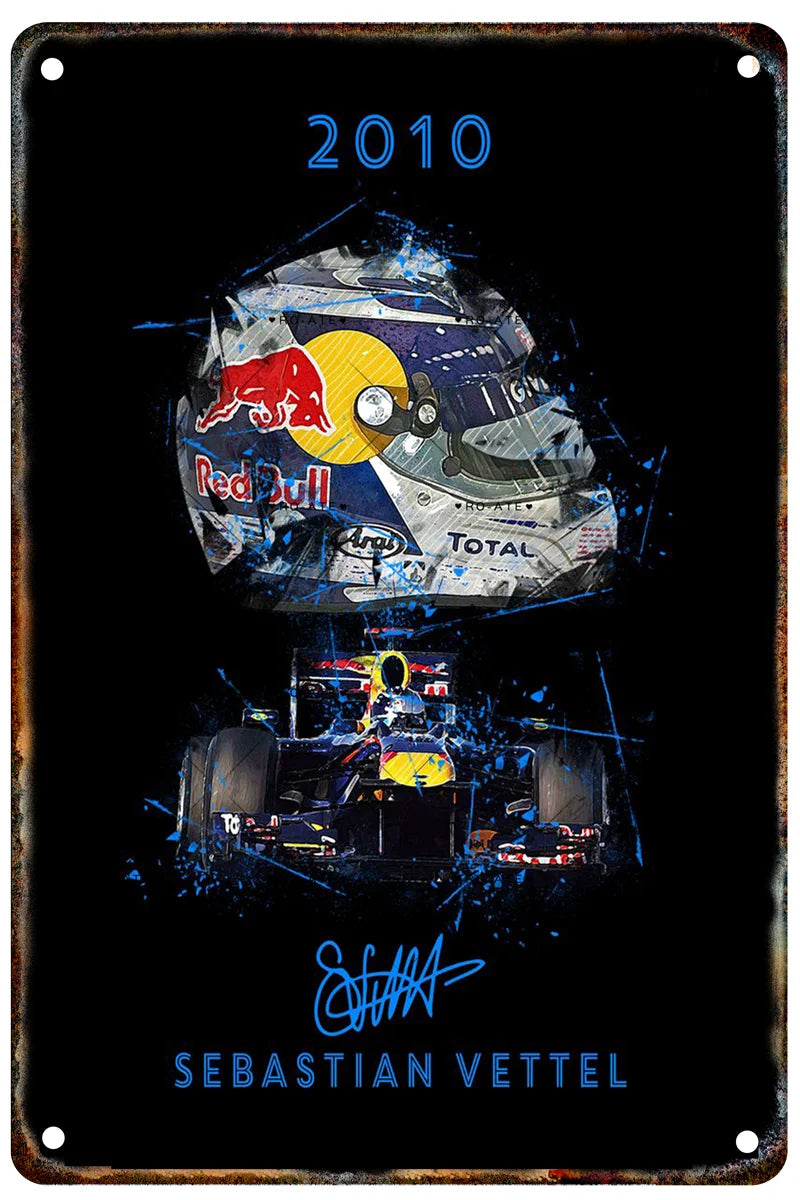 Formula 1 Racing Helmets Metal Poster