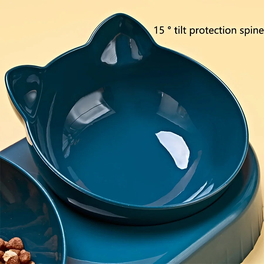 Set di ciotole per animali con distributore d'acqua, design inclinato 3 in 1