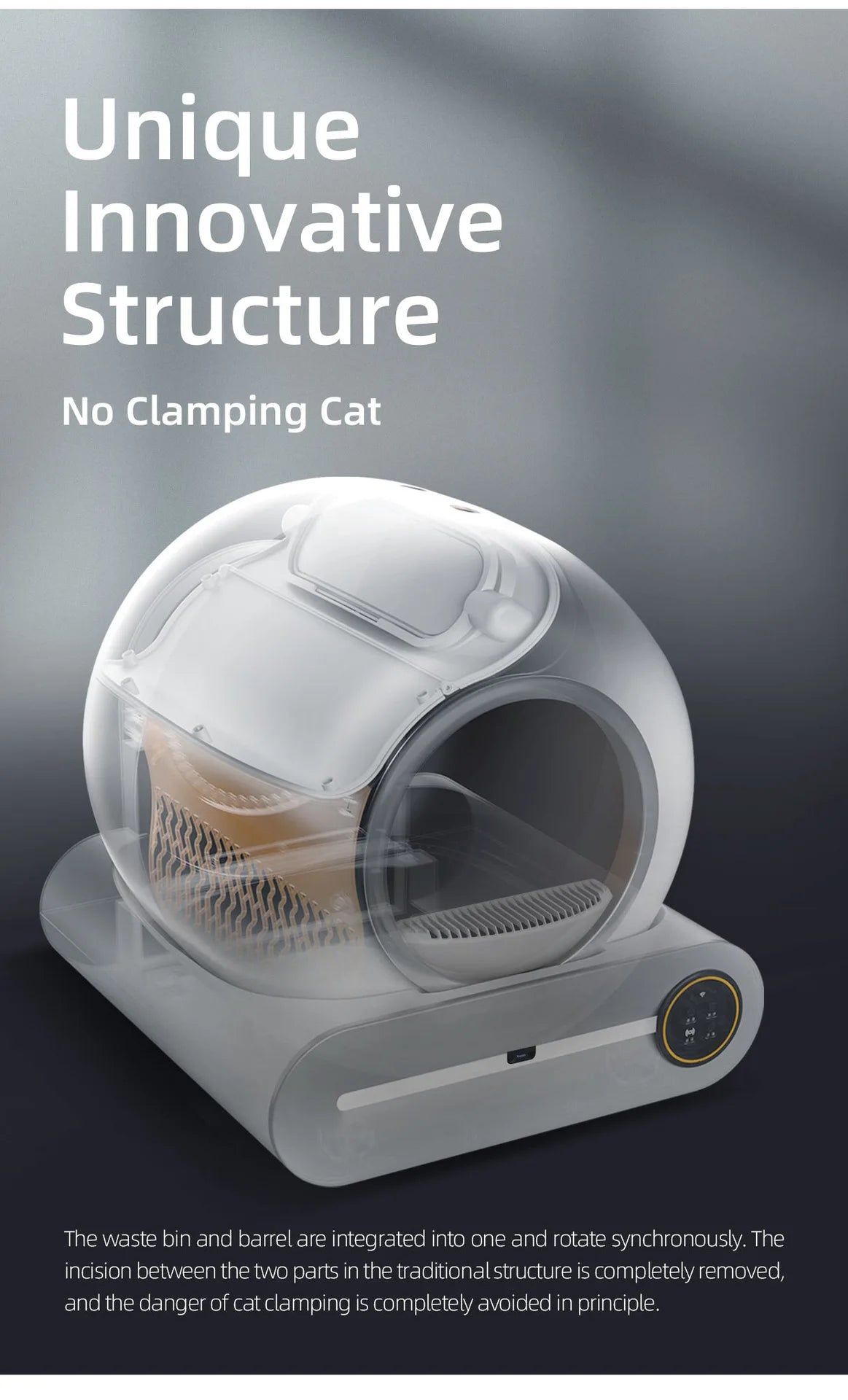 Tonepie Lettiera Automatica per Gatti 65L, Autopulente e Completamente Chiusa