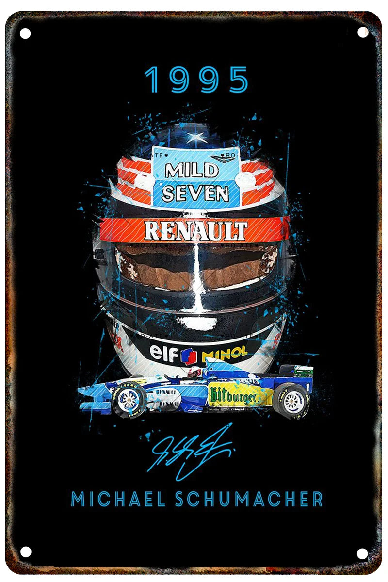 Formula 1 Racing Helmets Metal Poster