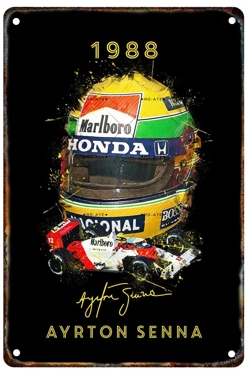 Formula 1 Racing Helmets Metal Poster