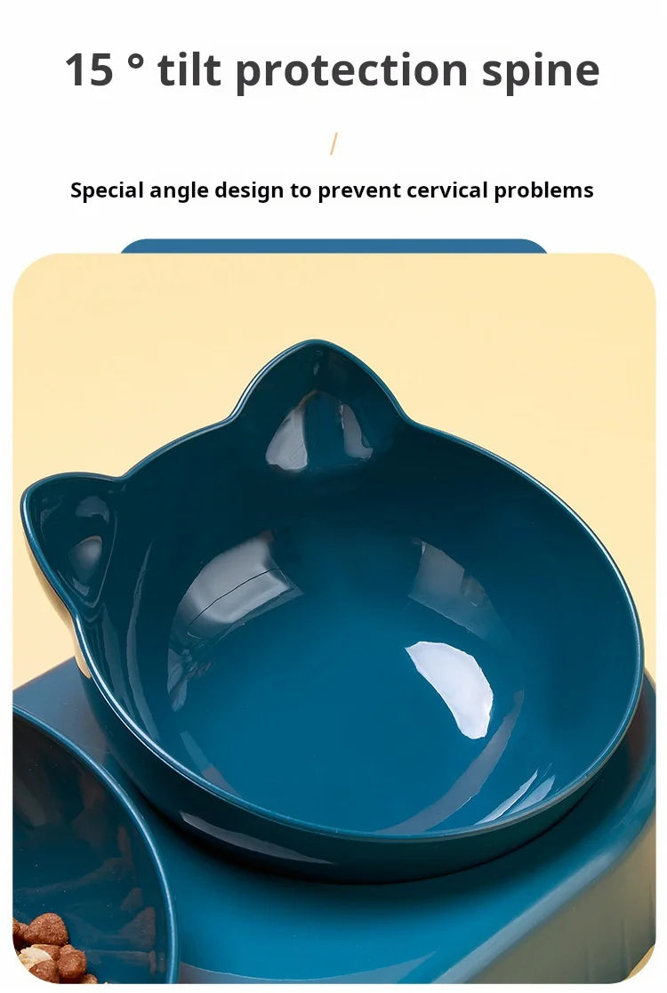 Set di ciotole per animali con distributore d'acqua, design inclinato 3 in 1