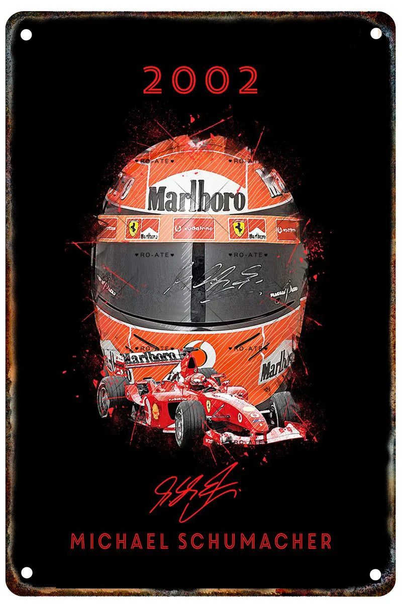 Formula 1 Racing Helmets Metal Poster