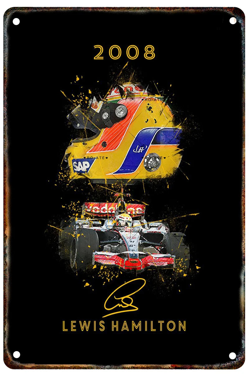 Formula 1 Racing Helmets Metal Poster
