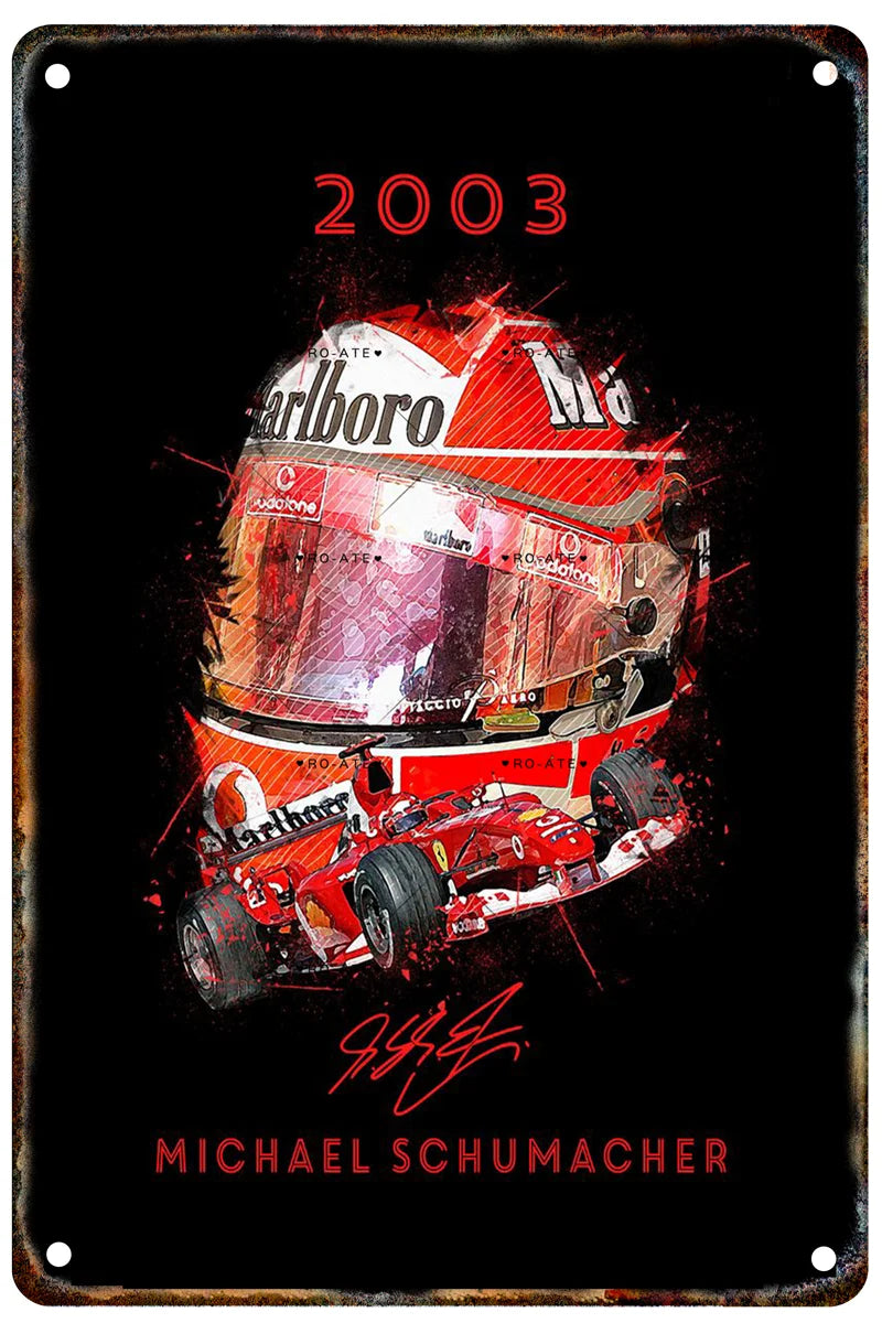Formula 1 Racing Helmets Metal Poster