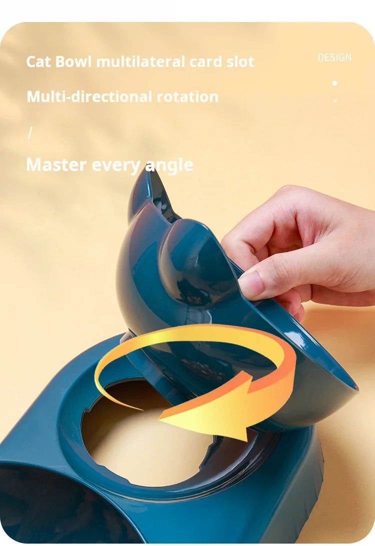 Set di ciotole per animali con distributore d'acqua, design inclinato 3 in 1