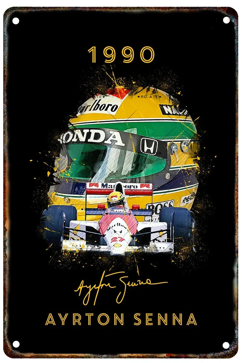 Formula 1 Racing Helmets Metal Poster