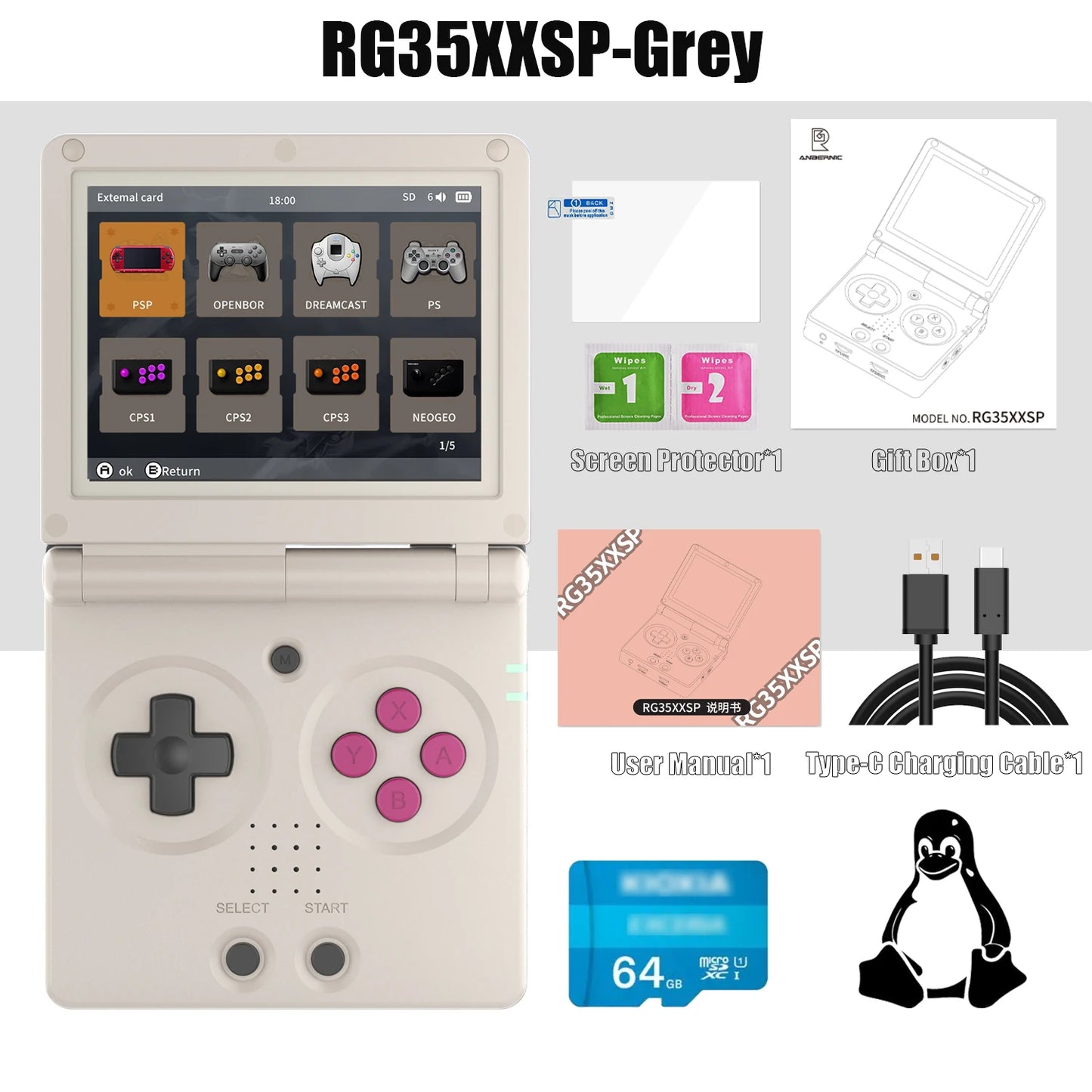 Console di gioco retrò portatile schermo IPS 3,5' 64G 4K + giochi regali
