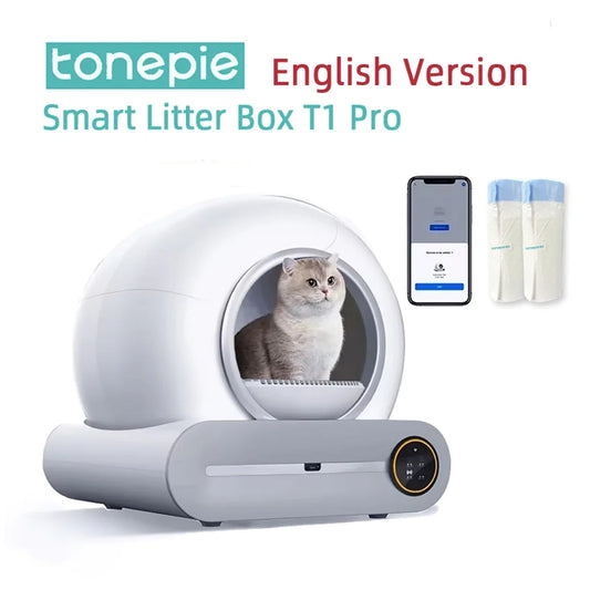 Tonepie Lettiera Automatica per Gatti 65L, Autopulente e Completamente Chiusa