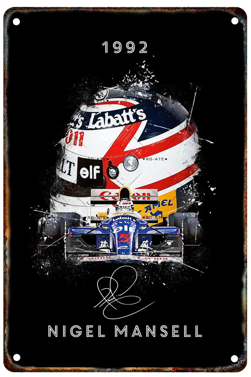 Formula 1 Racing Helmets Metal Poster